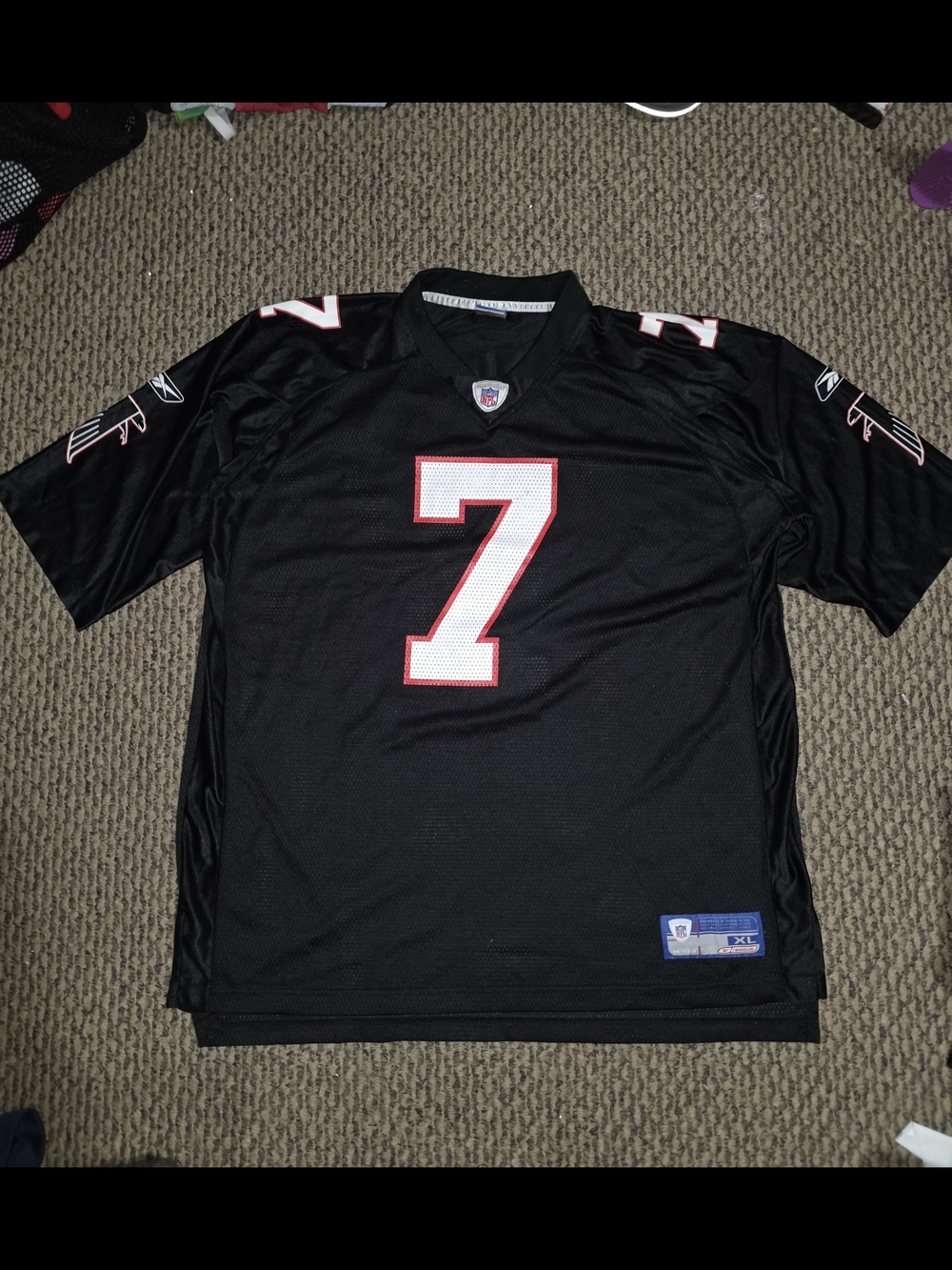 NFL Black Football Jersey with White and Red #7